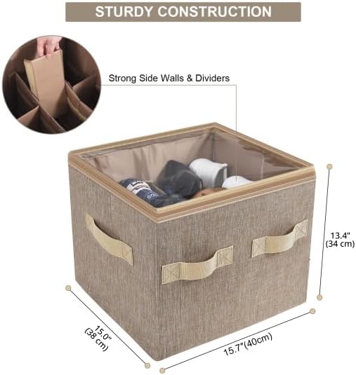 Moteph Shoe Organizer for Closet - Shoe Storage Organizer for Closet Organization with Clear Cover & Adjustable Dividers, Shoe Rack & Basket - (Light Brown, Small - 12 Pairs)