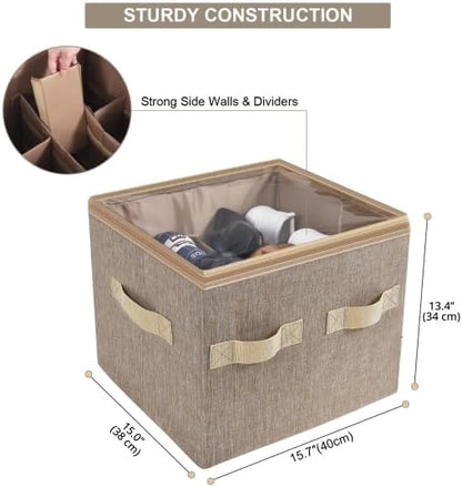 Moteph Shoe Organizer for Closet - Shoe Storage Organizer for Closet Organization with Clear Cover & Adjustable Dividers, Shoe Rack & Basket - (Light Brown, Small - 12 Pairs)