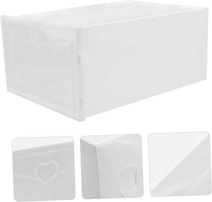 Cabilock 2pcs Thickened Plastic Shoe Box Storage Boxes for Closet Entryway Drawer Type Shoe Organizer
