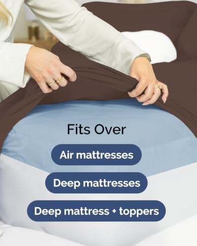 CGK Linens 2 Pack Extra Deep King Fitted Sheets - Brown - Image 7
