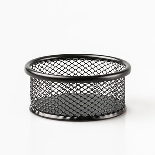 Multi-Purpose Metal Mesh Desk Organizer Bowl – Paper Clip Holder for Office Supplies, Binder Clips, Thumbtacks & Small Parts, Black (3.5” x 1.5”) by Unknown
