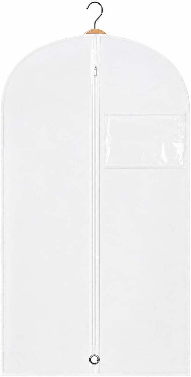 Kids Garment Bag for Hanging Clothes, Travel Garment Bag for Dresses, Dance Costumes & Suits, Breathable Clothes Cover for Baby Toddler Child, White, 30" x 18"