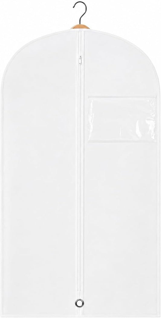Kids Garment Bag for Hanging Clothes, Travel Garment Bag for Dresses, Dance Costumes & Suits, Breathable Clothes Cover for Baby Toddler Child, White, 30" x 18"