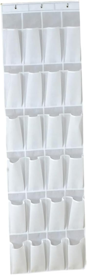 MAGICLULU 24pcs Hanging Organizer Bag for Shoes Keys and Sundries Cloth Storage for Home Practical over Door Design White