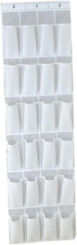 MAGICLULU 24pcs Hanging Organizer Bag for Shoes Keys and Sundries Cloth Storage for Home Practical over Door Design White