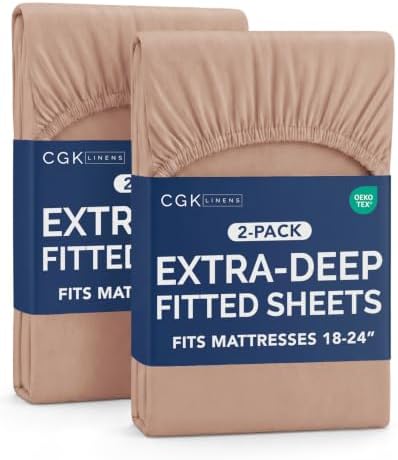 CGK Linens 2 Pack Extra Deep King Fitted Sheets - Mauve by CGKUnlimited