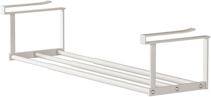 Expandable Shoe Rack Closet Hanging Organizer 16.14''-29.53'' Metal Adjustable Under Cabinet Storage Shelf Space Saving for Kitchen Pantry Room Dorm, White, 1 Pack