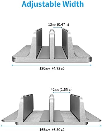 JARLINK Double Vertical Laptop Stand, Adjustable Aluminum Desk Dock, Black - Image 3