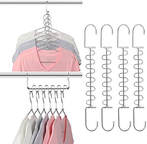 GEFTOL Metal Space Saving Hangers 12 Slots New Version Hanger Magic Cascading Hanger Closet Wardrobe Clothes Organizer(4 Pack) by GEFTOL