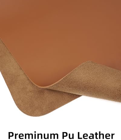 AFIING Leather Desk Pad Protector,Mouse Pad,Office Desk Mat, Non-Slip PU Leather Desk Blotter,Large desk mat,Waterproof Keyboard mat for Office/Home/Decor (Light Brown,48"" x 17"") - Image 2