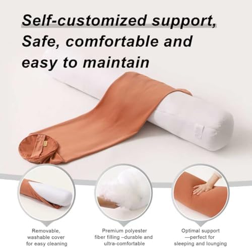 Long Round Body Pillow for Adults, 39.37 x 7.87 in, Amber Orange - Image 4