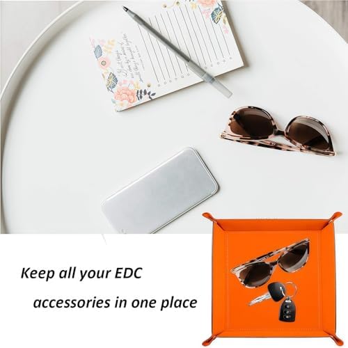 Valet Tray Desktop Storage Organizer – Vegan Leather Catchall Bedside Vanity Tray Nightstand Caddy Holder for Remote Controller, Watch, Keys, Phone, Wallet, Coin, Jewelry, Stone Gray - Image 3