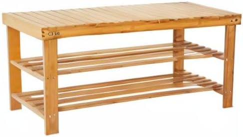 None/Brand Bamboo Shoe Rack with Storage Shelf, Three-Layer Wooden Shoe Rack, can Hold 551 pounds, Very Suitable for Corridor, Bathroom, Living Room and Corridor Entrance (Wood Color)