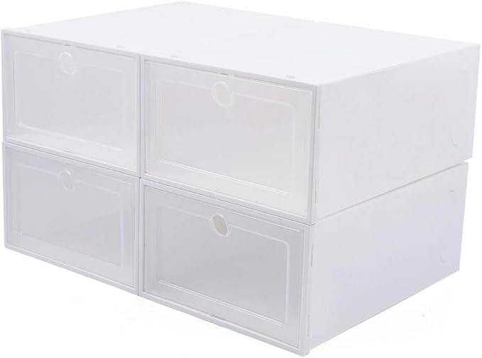 for Optional 20/24x Shoe Box Organizer Foldable Storage Plastic Clear Box Stackable