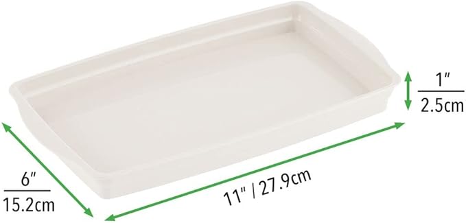 mDesign Plastic Storage Organizer Tray for Bathroom Vanity Countertops, Closets, Dressers - Holder for Guest Hand Towels, Watches, Earrings, Makeup Brushes, Reading Glasses, Perfume - Cream/Beige