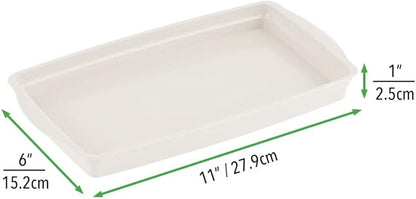 mDesign Plastic Storage Organizer Tray for Bathroom Vanity Countertops, Closets, Dressers - Holder for Guest Hand Towels, Watches, Earrings, Makeup Brushes, Reading Glasses, Perfume - Cream/Beige