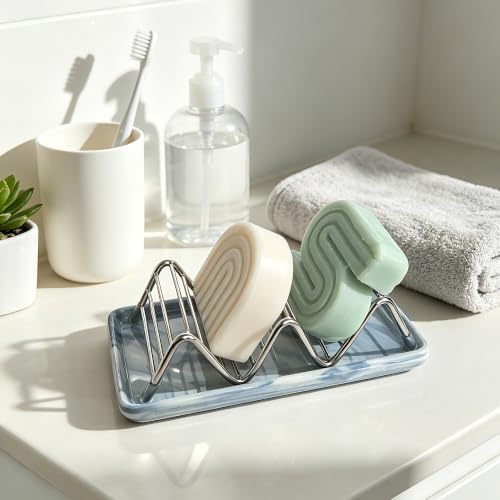 Ceramic Soap Dish, Shower Bar Soap Holder, Soap Dish Tray - Image 4