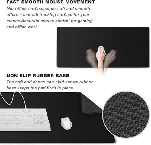 39.1" x 23.5" Waterproof Fabric Desk Pad, Black - Image 5