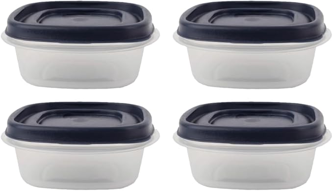 Bundle Food Storage Containers 1.25 Cup Food Storage Containers 9 Peice Set, Blue Easy Find Lids, 4 Containers, 4 Lids Chalk Pen And Chalk Labels