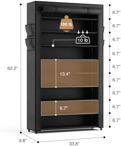 LANTEFUL Shoe Rack with Covers - 10 Tiers Tall Shoe Rack Organizer Large Capacity Shoe Shelf Storage 40 Pairs Space Saving Vertical Shoe Storage Organizer for Closet, Entryway, Dorm, Bedroom - Image 3