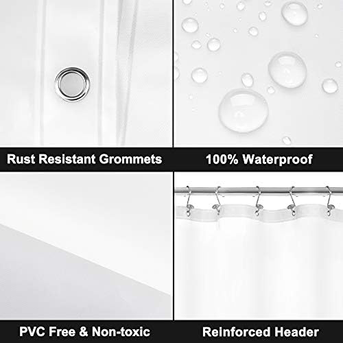 Barossa Design Extra Long Shower Curtain Liner with 6 Magnets - 72" x 84" XL, Waterproof PEVA Shower Liner for Bathroom, PVC Free, Metal Grommets - Frost, 72x84 (Pack of 2) - Image 3