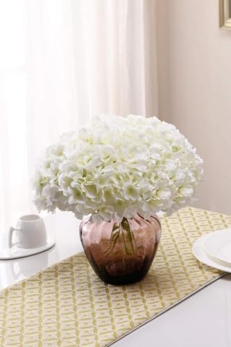 Fake White Hydrangea Artificial Flowers - Faux Silk Hydrangeas Flowers Heads with Stems Real Touch for Home Wedding Party Table Decor (White,Pack of 10) - Image 5