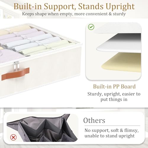 Yawinhe 27L Under Bed Storage Containers,4 Pack Blanket Bags,Beige - Image 6