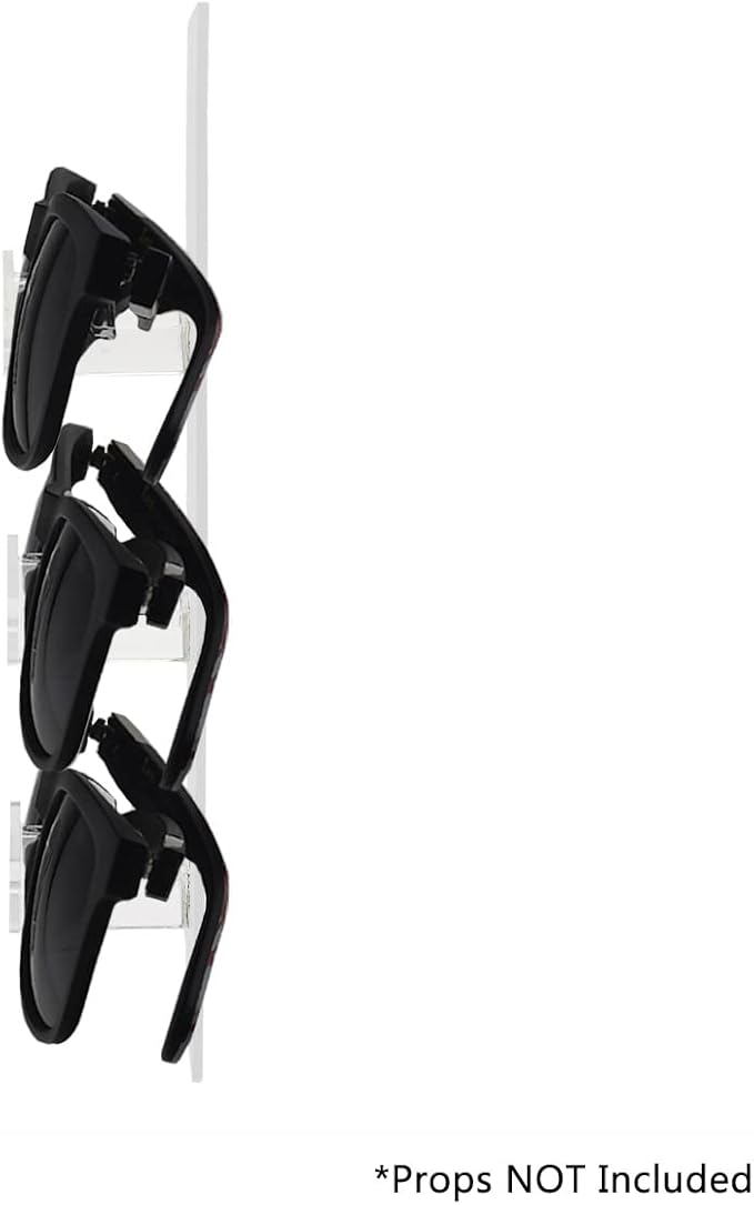 Marketing Holders Eyeglasses Holder Clear Acrylic Sunglasses Wall Mount Glasses Organizing Rack with Hanging Hardware 3 Tier Display Multi Pair Eyewear Reading Bifocals Frames Shades