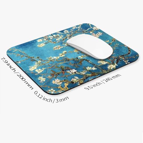 Square Mouse Pad Apricot Flower, Personalized Premium-Textured Custom Mouse Mat Design, Washable Mousepad Cloth, Non-Slip Rubber Base Computer Mouse Pads for Wireless Mouse - Image 2