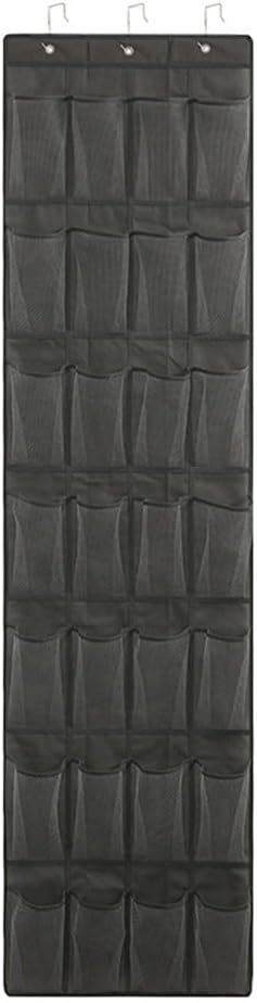 Over Door Shoe Rack with 24 or 28 Pockets, Hanging Shoe Organiser for Closet Storage, Space Saver for Shoes Slippers Belts Scarves Accessories, White Gray(28 Pocket gray)