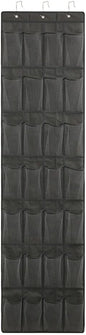 Over Door Shoe Rack with 24 or 28 Pockets, Hanging Shoe Organiser for Closet Storage, Space Saver for Shoes Slippers Belts Scarves Accessories, White Gray(28 Pocket gray)