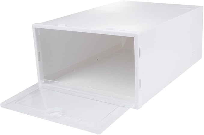 CHILDWEET 6pcs Transparent Shoe Box Organizer Thick Drawer Type Storage for Shoes Scratch Design for Sneakers High Heels and Boots White Frame Color