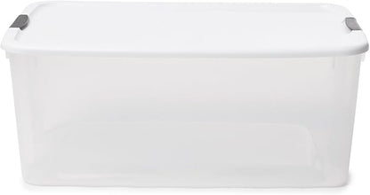 Sterilite 16-Pack Ultra Latching Box, Storage Bins with Lids, Clear Plastic, 116 Quart - Heavy-Duty Organizing Containers for Closet, Bathroom, and Office