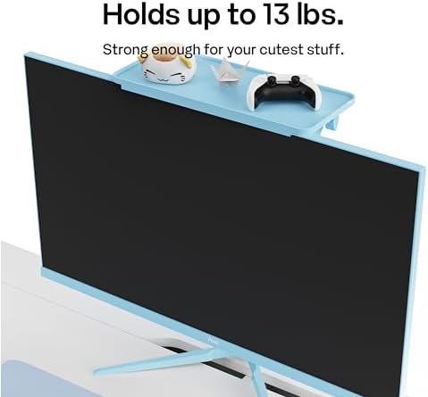 Pixio 12 inch Blue Monitor Storage Top Shelf - Adjustable Platform, Universal Fit, Holds Up to 13lbs, Works on TV, Flat, Curved Monitors, Storage for Webcams, Clocks, Phone, Figures - Image 6
