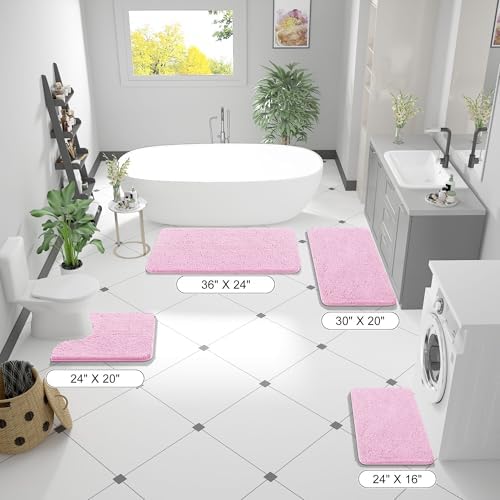 OLANLY Bathroom Runner Rugs 47x24, Extra Soft Absorbent Chenille Bath Rugs - Image 2