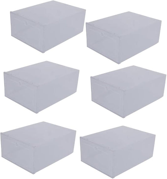 Holibanna 6pcs Transparent Plastic Shoe Organizer Box Clamshell -friendly Pp Material Stackable Storage for Sneakers Simple Design Scratch Resistant