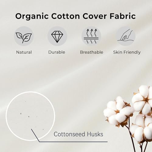 puredown® Gusseted Goose Feather Down Pillows, 100% Organic Cotton Cover, Luxury Hotel Collection Bed Pillows for Sleeping Set of 2, Standard Size - Image 3