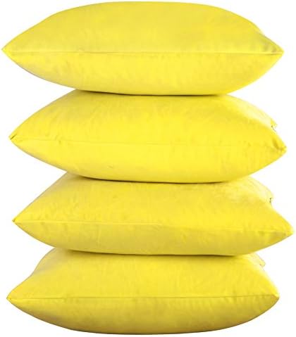 Home Soft Things Supersoft Decorative Solid Color Throw Pillow Covers Set of 4, 20x20 Inch, Butter Cup, Plush Modern Square Couch Bed Cushion Cover Home Décor - Image 5