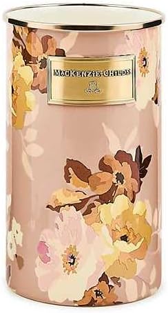 MACKENZIE-CHILDS Enamel Utensil Holder, Stylish Kitchen Countertop Organizer, Wild Rose Mauve