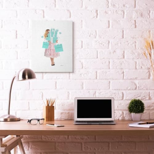 Stupell Industries Woman Shopping Blue Pink Glam Fashion Watercolor, Designed by Amanda Greenwood Wall Art, 24 x 1.5 x 30, Canvas - Image 3