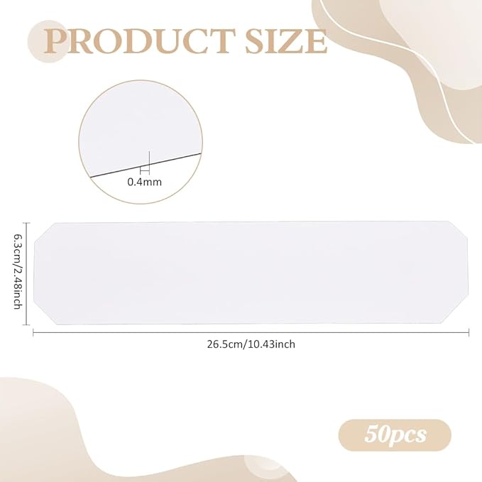 FINGERINSPIRE 50PCS Paper Baseball Cap Insert Shaper 2.4x10.4inch White Rectangle Shape Hat Brim Support Reusable Paperboard Hat Cap Fitter Inserts for Man Woman Baseball Hats Display Organization