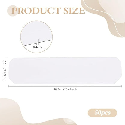 FINGERINSPIRE 50PCS Paper Baseball Cap Insert Shaper 2.4x10.4inch White Rectangle Shape Hat Brim Support Reusable Paperboard Hat Cap Fitter Inserts for Man Woman Baseball Hats Display Organization