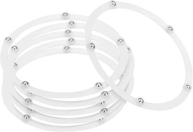MECCANIXITY 4.8inch Rotating Swivel Stand with Steel Ball Bearings Annular Lazy Susan Base Turntable for Kitchen Corner Cabinets, 121 x 105mm White Pack of 6