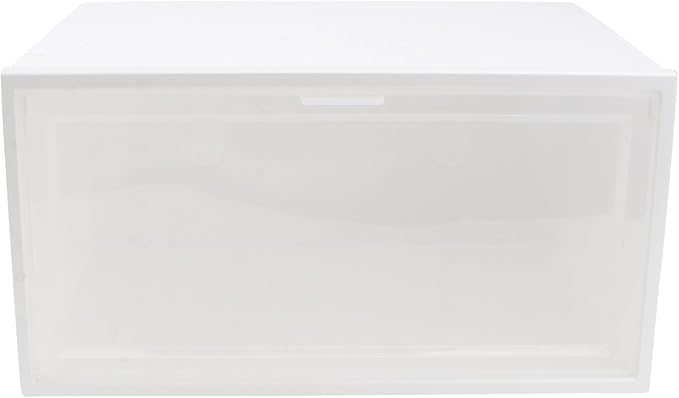 Zerodeko Stackable Sneaker Storage Box Flip Lid, White 33.5×24.5×17.5cm Pp Plastic Shoe Organizer for Home and Closet