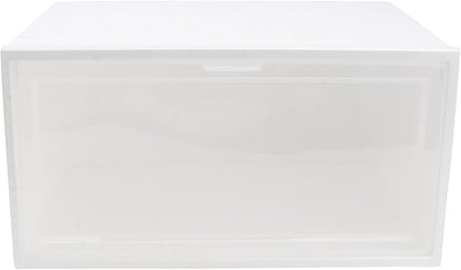 Zerodeko Stackable Sneaker Storage Box Flip Lid, White 33.5×24.5×17.5cm Pp Plastic Shoe Organizer for Home and Closet