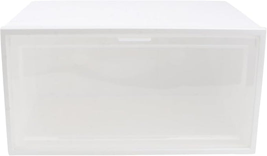 Zerodeko Stackable Sneaker Storage Box Flip Lid, White 33.5×24.5×17.5cm Pp Plastic Shoe Organizer for Home and Closet