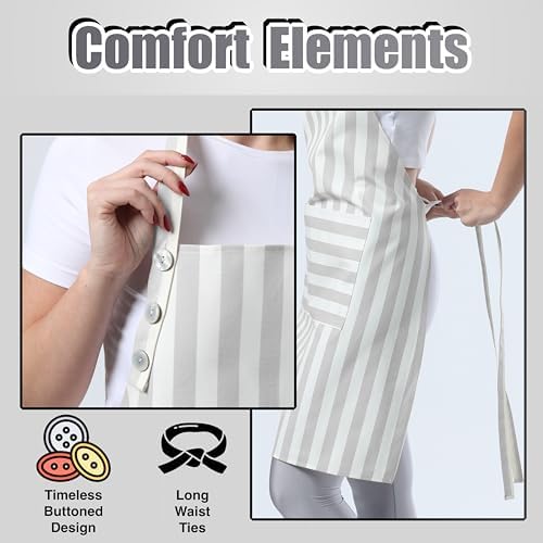 TOSHEX Kitchen Apron Cotton Waterdrop Resistant Adjustable Button Women Men - Image 5