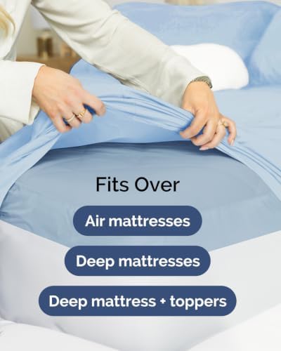 CGK Linens 2 Pack Extra Deep King Fitted Sheets - Light Blue - Image 7