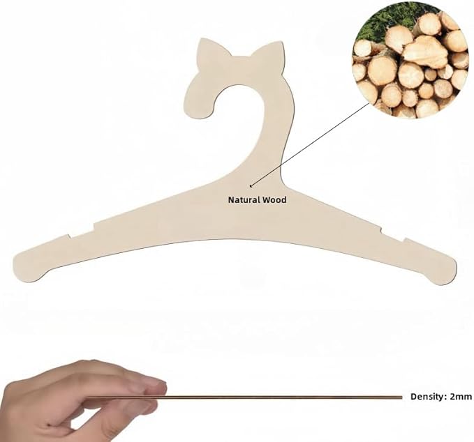 20 Pack Wooden Kids Hangers 9Inch Childrens Clothes Hangers Cute Non Slip Wood Baby Toddler Hangers DIY Wooden Baby Hangers for Closet, for Baby Toddler Kids Clothes & Pants (Cat Ear)