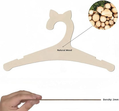 20 Pack Wooden Kids Hangers 9Inch Childrens Clothes Hangers Cute Non Slip Wood Baby Toddler Hangers DIY Wooden Baby Hangers for Closet, for Baby Toddler Kids Clothes & Pants (Cat Ear)